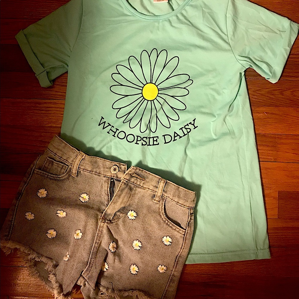 Denim short set with matching shirt